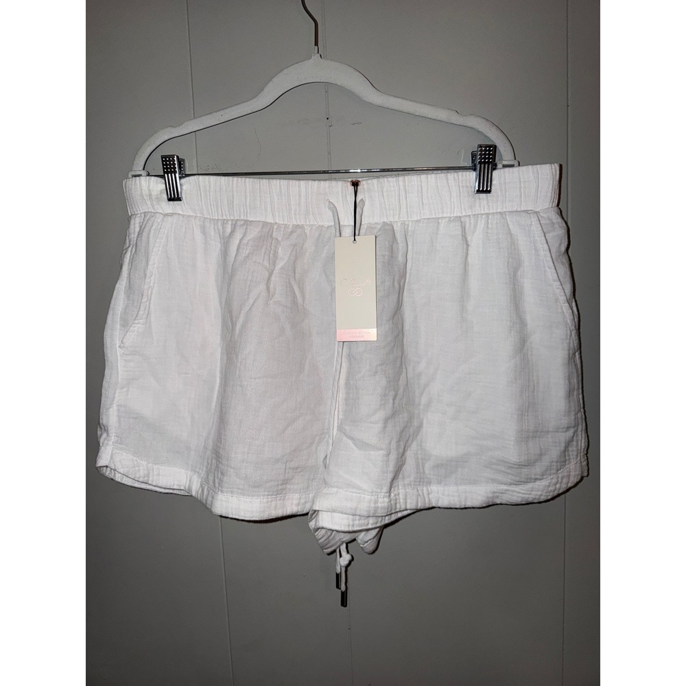 CALIA HR Dolphin Short Pure White High Rise Swim Cover Up Shorts Womens XL NWT